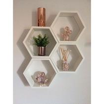 Nicho Colmeia Hexagonal 4 Peças Mdf 15mm Brancotx Decoração - B&D Arte e Decoração