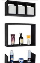 Nicho Com 2 Prateleiras Em U + 1 Nicho Colméia - Preto