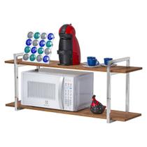 Nicho Cozinha Cromado Com Prateleiras Amadeirado 60cm Nicho Cozinha Cromado Com Prateleiras Amadeirado 60cm