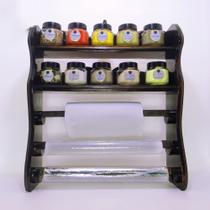 Nicho cozinha em Porta temperos com organizadores de papel toalha/alumínio/sufilm