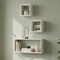 Nicho Cubo Branco Kit Com 3 Peças 100% Mdf 15mm