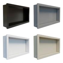 Nicho de Banheiro Embutir 60x30cm FM Distribuições Organizador Branco Preto Bege Cinza