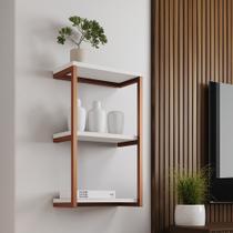 Nicho de Parede Industrial para Quarto 3 Prateleiras Milão - Cobre e Branco