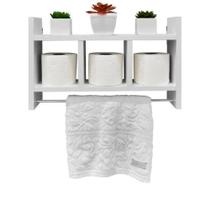 Nicho de Parede MDF Branco Com Porta Toalha Ideal Para Banheiro Lavabo E Lavanderia