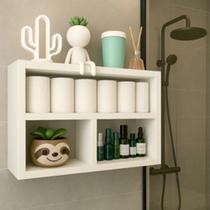 Nicho de Parede MDF Branco com Prateleira para Banheiro Organização e Decoração.