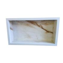 Nicho De Porcelanato 60x30 Branco Com Detalhes em Marrom Bordas de Alumínio - Decoração de Banheiro Nicho De Porcelanato 60x30 Branco Com Detalhes em Marrom Bordas de Alumínio - Decoração de Banheiro