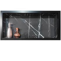 Nicho de Porcelanato Preto Rajado Branco Polido 60x32cm