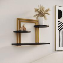 Nicho Decorativo Bali em Estilo Industrial para Sala e Escritório - Ferro Dourado Tampo Preto