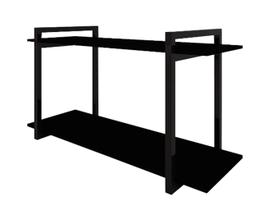 Nicho Decorativo Em Aço Preto e Tampo MDF Preto 80 Cm8