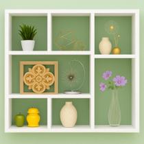 Nicho Decorativo Mdf Prateleira 90X90X15CM Organizadora De Sala Quarto Branco Branco