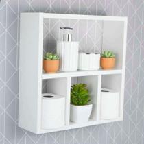 Nicho Decorativo Organizador Para Banheiro Branco 50cm Mdf Sinanue