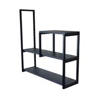 Nicho Decorativo Triplo 60x15 Estilo Industrial Preto