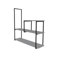 Nicho Decorativo Triplo 90x20 Estilo Industrial Preto