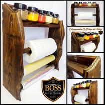 Nicho e Organizadores de Cozinha com Suporte de Papéis e 5 Potes