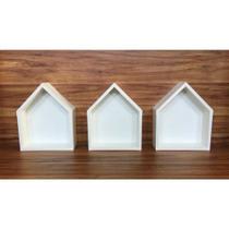 Nicho Em Formato De Casinha 3 Peças Com Fundo 32x25x10cm Bco Nicho Em Formato De Casinha 3 Peças Com Fundo 32x25x10cm Bco