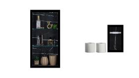 Nicho Em Porcelanato Com Prateleira De Vidro Para Banheiro E Porta Papel Higiênico ( Preto Venato ) Nicho Em Porcelanato Com Prateleira De Vidro Para Banheiro E Porta Papel Higiênico ( Preto Venato )