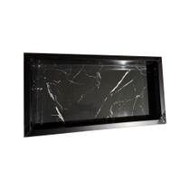 Nicho em Porcelanato de Embutir Preto Porta Shampoo Prateleira Nicho em Porcelanato de Embutir Preto Porta Shampoo Prateleira