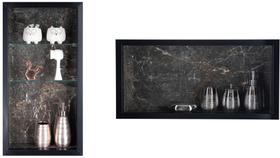 Nicho Em Porcelanato Para Banheiro E Nicho com Prateleira De Vidro - Kit com 2 Peças (Preto)