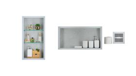 Nicho Em Porcelanato Para Banheiro kit com 3 peças Cinza Claro