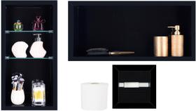 Nicho Em Porcelanato Para Banheiro - kit com 3 peças (Preto Liso)