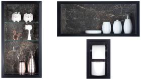 Nicho Em Porcelanato Para Banheiro - Kit com 3 peças (Preto)