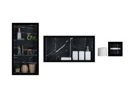 Nicho Em Porcelanato Para Banheiro kit com 3 peças Preto Venato