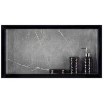 Nicho em Porcelanato Polido para Banheiro - Cinza/Preto 60/08 Nicho em Porcelanato Polido para Banheiro - Cinza/Preto 60/08