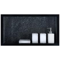 Nicho Em Porcelanato Polido Para Banheiro Porta Shampoo Organizador Lavabo Box (Preto Via Láctea)