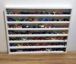 Nicho Expositor para carrinhos e miniaturas MDF - Branco 60 cm com fundo