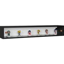 Nicho Funko Portas Correr Acrílico Preto 100x16x18 Puxador Montante Natural