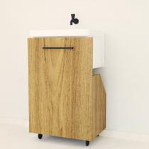 Nicho Gabinete Lavanderia C/ Rodízio Armário Tanque Minimalista Freijó