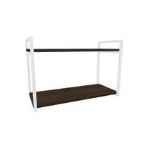 Nicho Industrial 2 Prateleiras Bahamas Ferro Branco Tampo Amêndoa 60cm Nicho Industrial 2 Prateleiras Bahamas Ferro Branco Tampo Amêndoa 60cm