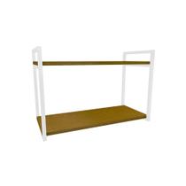 Nicho Industrial 2 Prateleiras Bahamas Ferro Branco Tampo Canela 60cm Nicho Industrial 2 Prateleiras Bahamas Ferro Branco Tampo Canela 60cm
