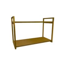Nicho Industrial 2 Prateleiras Bahamas Ferro Dourado Tampo Canela 60cm Nicho Industrial 2 Prateleiras Bahamas Ferro Dourado Tampo Canela 60cm