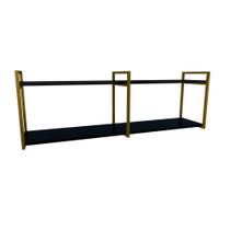 Nicho Industrial 2 Prateleiras Copacabana Ferro Dourado Tampo Preto 120cm