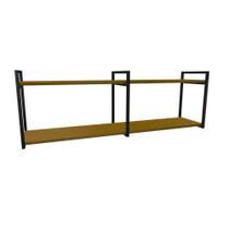 Nicho Industrial 2 Prateleiras Copacabana Ferro Preto Tampo Canela 120cm