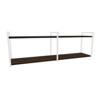 Nicho Industrial 2 Prateleiras Grécia Ferro Branco Tampo Amêndoa 100cm