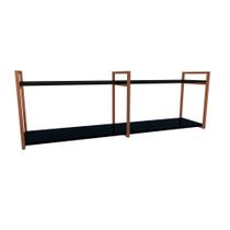 Nicho Industrial 2 Prateleiras Grécia Ferro Cobre Tampo Preto 100cm