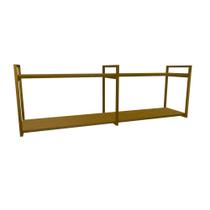 Nicho Industrial 2 Prateleiras Grécia Ferro Dourado Tampo Canela 100cm
