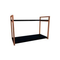 Nicho Industrial 2 Prateleiras Maldivas Ferro Cobre Tampo Preto 80cm