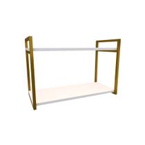 Nicho Industrial 2 Prateleiras Maldivas Ferro Dourado Tampo Branco 80cm Nicho Industrial 2 Prateleiras Maldivas Ferro Dourado Tampo Branco 80cm
