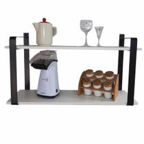 Nicho Industrial Cozinha Prateleira Dupla Branco Mdf 80Cm