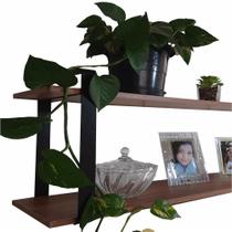 Nicho Industrial Sala Com Prateleira Dupla Amêndoa Mdf 60Cm