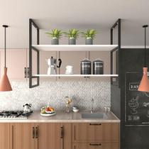 Nicho Industrial Suspenso Cozinha Prateleira Suspensa MDF Suporte Nichos