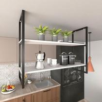 Nicho Industrial Teto Cozinha Prateleira Suspensa Nichos Suporte MDF Nicho Industrial Teto Cozinha Prateleira Suspensa Nichos Suporte MDF