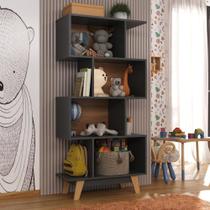 Nicho Infantil Organizador 4 Nichos Noah Espresso Móveis Grafite/Nogal