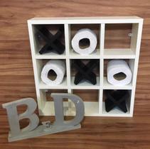 Nicho Jogo Da Velha Porta Papel Higiênico Branco Com 3 X Preto