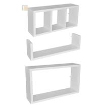 Nicho Kit 3 Peças Banheiro Mdf Branco Parede Organizador