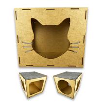 Nicho Mdf Cru Para Gato Pet C/ Carpete Arranhador Playground - JJVERAS