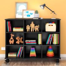 Nicho Modular para Organização Preto Zuri 9 Espaços com Rodízios Nicho Modular para Organização Preto Zuri 9 Espaços com Rodízios